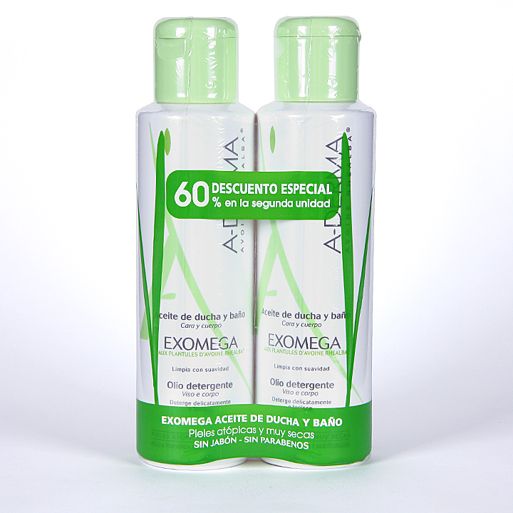 A-DERMA EXOMEGA ACEITE DE BAÑO Y DUCHA  500 ML 2 ENVASES