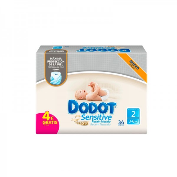 PAÑAL INFANTIL DODOT SENSITIVE RECIEN NACIDO T- 2  3- 6 KG 34U