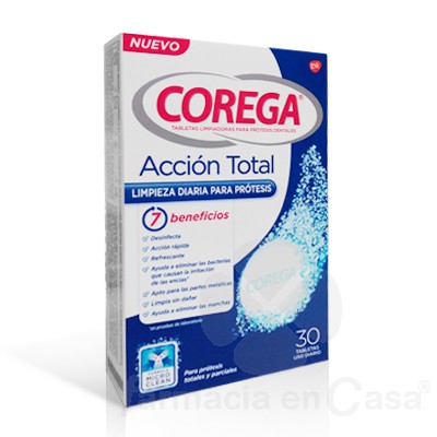 COREGA ACCION TOTAL LIMPIEZA DIARIA  PROTESIS DENTAL 30 TABLETAS