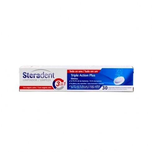 STERADENT TRIPLE ACTION PLUS 30 TABLETAS